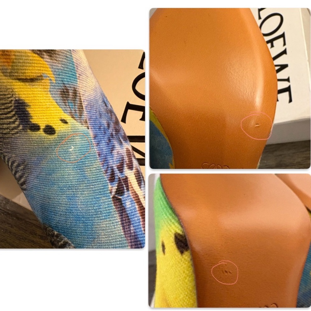 NIB [Loewe] Bird Printed Fabric Slip-On Heel Sandal Mules Women’s EU 36 / US 6 - Picture 9 of 13